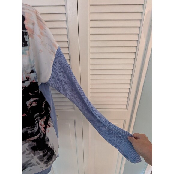 Calvin Klein Sweater Womens M Abstract Art To Wear Scoop Multi Mixed Media Top - Picture 4 of 13